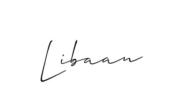 Use a signature maker to create a handwritten signature online. With this signature software, you can design (Allison_Script) your own signature for name Libaan. Libaan signature style 2 images and pictures png