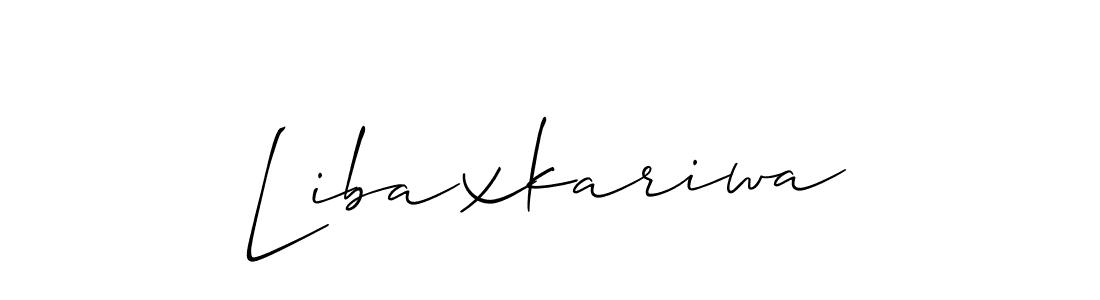 Allison_Script is a professional signature style that is perfect for those who want to add a touch of class to their signature. It is also a great choice for those who want to make their signature more unique. Get Libaxkariwa name to fancy signature for free. Libaxkariwa signature style 2 images and pictures png