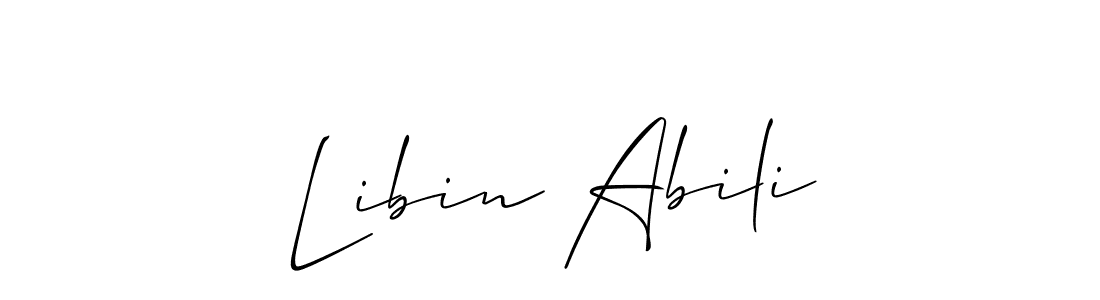 The best way (Allison_Script) to make a short signature is to pick only two or three words in your name. The name Libin Abili include a total of six letters. For converting this name. Libin Abili signature style 2 images and pictures png