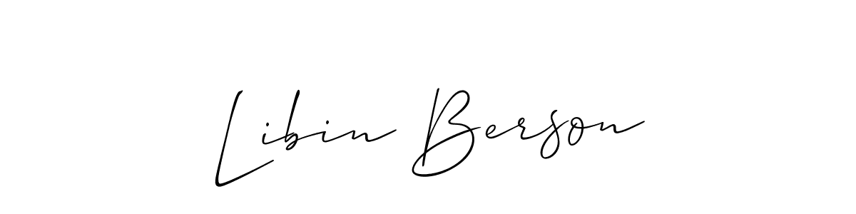 How to make Libin Berson name signature. Use Allison_Script style for creating short signs online. This is the latest handwritten sign. Libin Berson signature style 2 images and pictures png