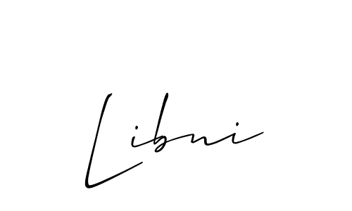 Use a signature maker to create a handwritten signature online. With this signature software, you can design (Allison_Script) your own signature for name Libni. Libni signature style 2 images and pictures png