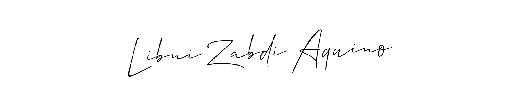 It looks lik you need a new signature style for name Libni Zabdi Aquino. Design unique handwritten (Allison_Script) signature with our free signature maker in just a few clicks. Libni Zabdi Aquino signature style 2 images and pictures png