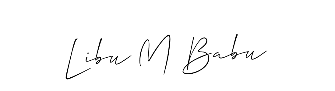 Also You can easily find your signature by using the search form. We will create Libu M Babu name handwritten signature images for you free of cost using Allison_Script sign style. Libu M Babu signature style 2 images and pictures png