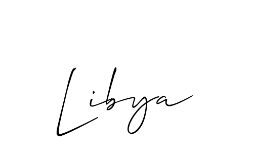 Design your own signature with our free online signature maker. With this signature software, you can create a handwritten (Allison_Script) signature for name Libya. Libya signature style 2 images and pictures png