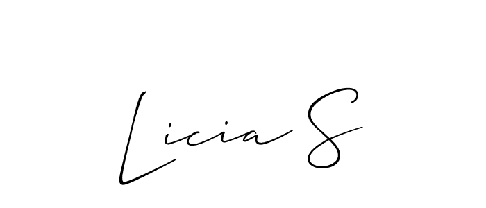 Use a signature maker to create a handwritten signature online. With this signature software, you can design (Allison_Script) your own signature for name Licia S. Licia S signature style 2 images and pictures png