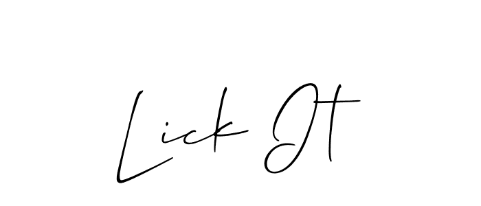 The best way (Allison_Script) to make a short signature is to pick only two or three words in your name. The name Lick It include a total of six letters. For converting this name. Lick It signature style 2 images and pictures png