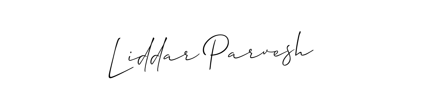 The best way (Allison_Script) to make a short signature is to pick only two or three words in your name. The name Liddar Parvesh include a total of six letters. For converting this name. Liddar Parvesh signature style 2 images and pictures png