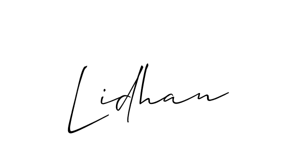 How to make Lidhan name signature. Use Allison_Script style for creating short signs online. This is the latest handwritten sign. Lidhan signature style 2 images and pictures png