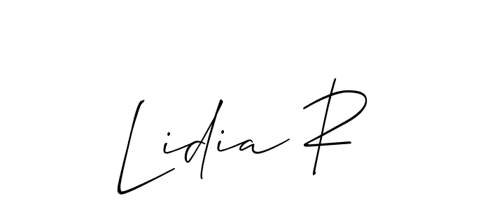 How to make Lidia R name signature. Use Allison_Script style for creating short signs online. This is the latest handwritten sign. Lidia R signature style 2 images and pictures png