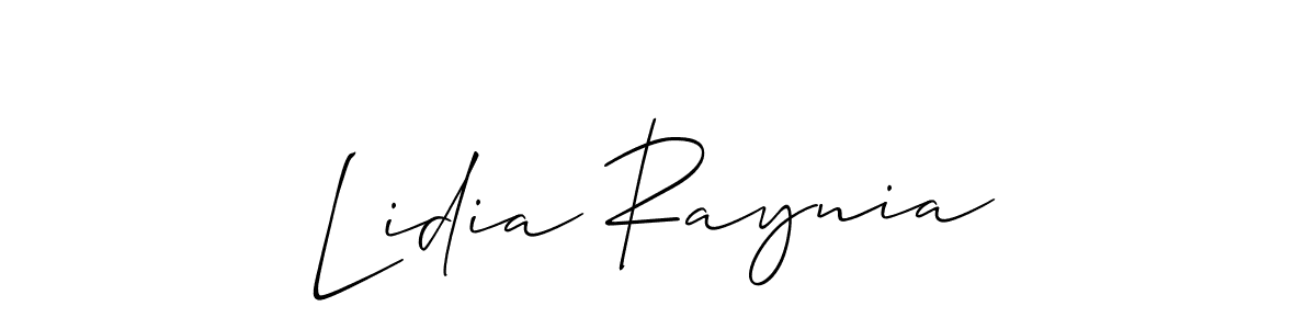 Make a beautiful signature design for name Lidia Raynia. With this signature (Allison_Script) style, you can create a handwritten signature for free. Lidia Raynia signature style 2 images and pictures png