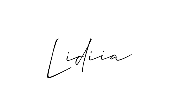 How to make Lidiia name signature. Use Allison_Script style for creating short signs online. This is the latest handwritten sign. Lidiia signature style 2 images and pictures png