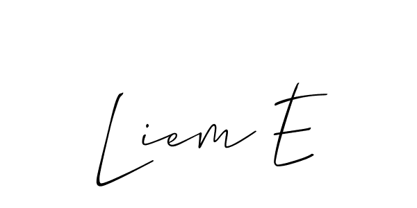 The best way (Allison_Script) to make a short signature is to pick only two or three words in your name. The name Liem E include a total of six letters. For converting this name. Liem E signature style 2 images and pictures png