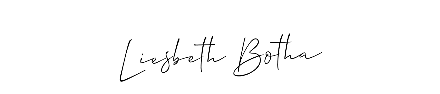 How to make Liesbeth Botha name signature. Use Allison_Script style for creating short signs online. This is the latest handwritten sign. Liesbeth Botha signature style 2 images and pictures png