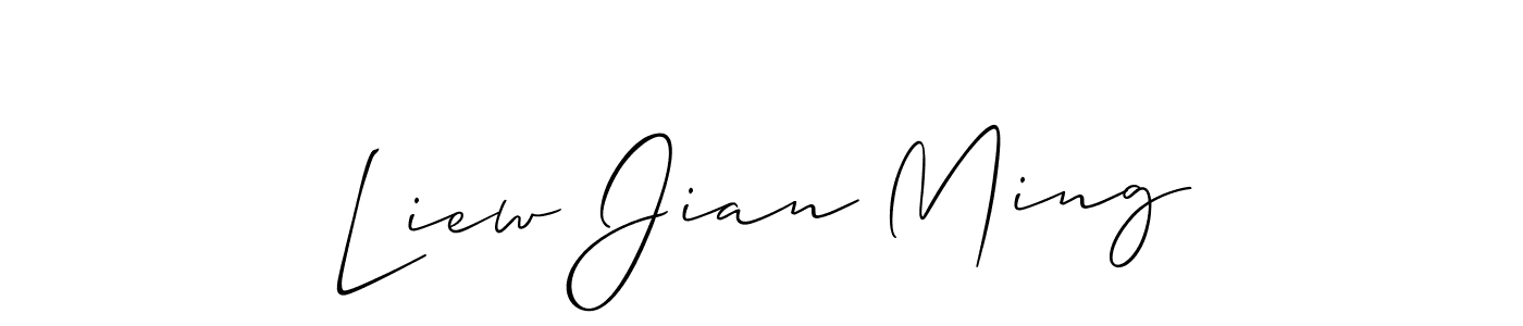 Design your own signature with our free online signature maker. With this signature software, you can create a handwritten (Allison_Script) signature for name Liew Jian Ming. Liew Jian Ming signature style 2 images and pictures png