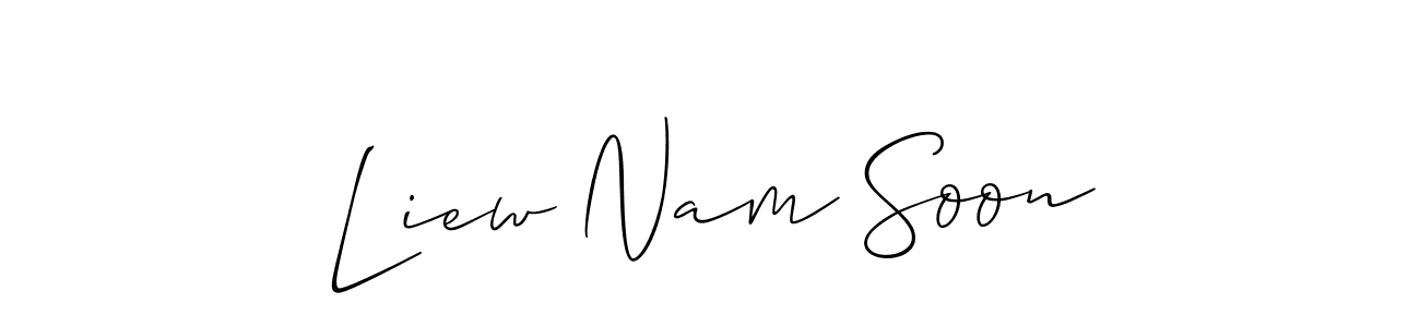 How to make Liew Nam Soon name signature. Use Allison_Script style for creating short signs online. This is the latest handwritten sign. Liew Nam Soon signature style 2 images and pictures png