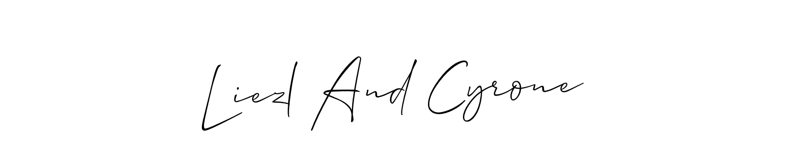 Make a short Liezl And Cyrone signature style. Manage your documents anywhere anytime using Allison_Script. Create and add eSignatures, submit forms, share and send files easily. Liezl And Cyrone signature style 2 images and pictures png