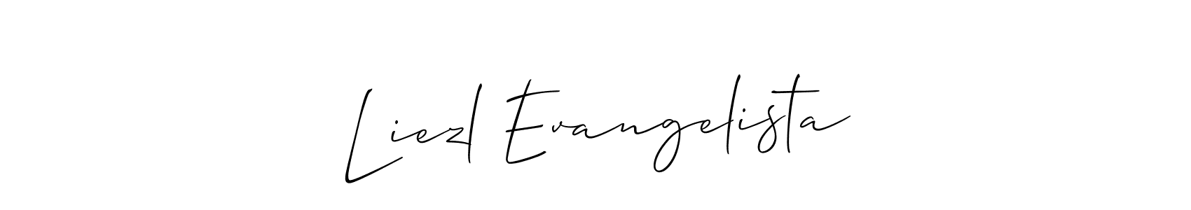How to make Liezl Evangelista name signature. Use Allison_Script style for creating short signs online. This is the latest handwritten sign. Liezl Evangelista signature style 2 images and pictures png