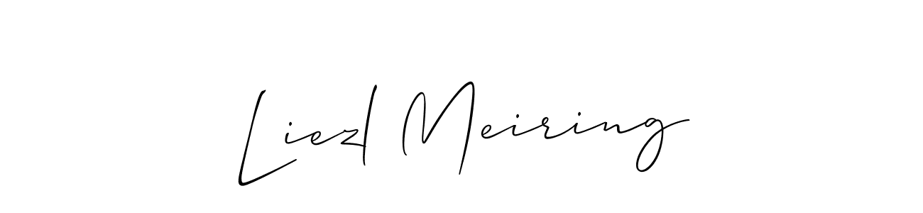 The best way (Allison_Script) to make a short signature is to pick only two or three words in your name. The name Liezl Meiring include a total of six letters. For converting this name. Liezl Meiring signature style 2 images and pictures png