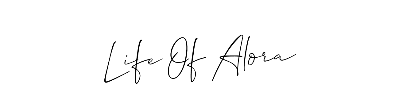 The best way (Allison_Script) to make a short signature is to pick only two or three words in your name. The name Life Of Alora include a total of six letters. For converting this name. Life Of Alora signature style 2 images and pictures png