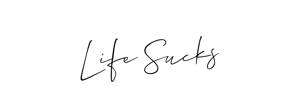 How to make Life Sucks name signature. Use Allison_Script style for creating short signs online. This is the latest handwritten sign. Life Sucks signature style 2 images and pictures png