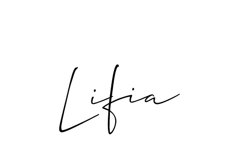 The best way (Allison_Script) to make a short signature is to pick only two or three words in your name. The name Lifia include a total of six letters. For converting this name. Lifia signature style 2 images and pictures png