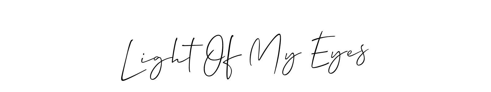 The best way (Allison_Script) to make a short signature is to pick only two or three words in your name. The name Light Of My Eyes include a total of six letters. For converting this name. Light Of My Eyes signature style 2 images and pictures png