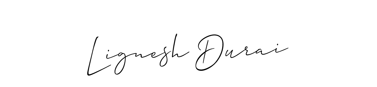 Create a beautiful signature design for name Lignesh Durai. With this signature (Allison_Script) fonts, you can make a handwritten signature for free. Lignesh Durai signature style 2 images and pictures png