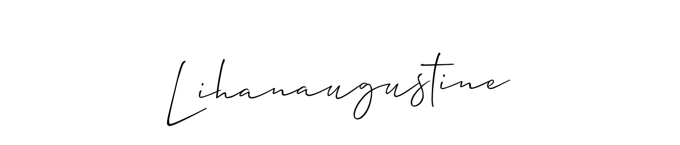 Make a short Lihanaugustine signature style. Manage your documents anywhere anytime using Allison_Script. Create and add eSignatures, submit forms, share and send files easily. Lihanaugustine signature style 2 images and pictures png