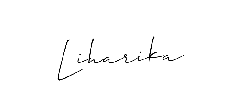 How to Draw Liharika signature style? Allison_Script is a latest design signature styles for name Liharika. Liharika signature style 2 images and pictures png