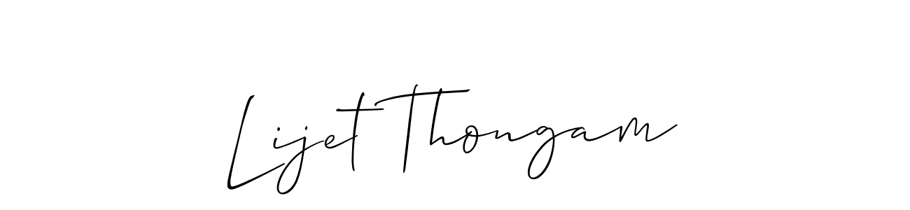 Create a beautiful signature design for name Lijet Thongam. With this signature (Allison_Script) fonts, you can make a handwritten signature for free. Lijet Thongam signature style 2 images and pictures png