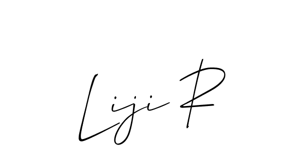 if you are searching for the best signature style for your name Liji R. so please give up your signature search. here we have designed multiple signature styles  using Allison_Script. Liji R signature style 2 images and pictures png