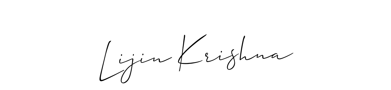 Use a signature maker to create a handwritten signature online. With this signature software, you can design (Allison_Script) your own signature for name Lijin Krishna. Lijin Krishna signature style 2 images and pictures png