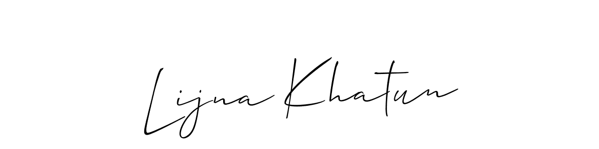 Make a beautiful signature design for name Lijna Khatun. With this signature (Allison_Script) style, you can create a handwritten signature for free. Lijna Khatun signature style 2 images and pictures png