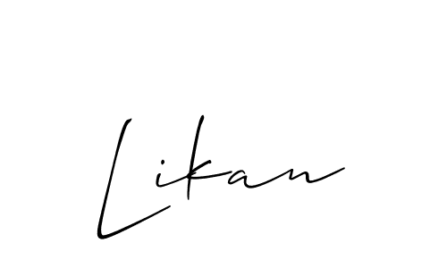 Design your own signature with our free online signature maker. With this signature software, you can create a handwritten (Allison_Script) signature for name Likan. Likan signature style 2 images and pictures png