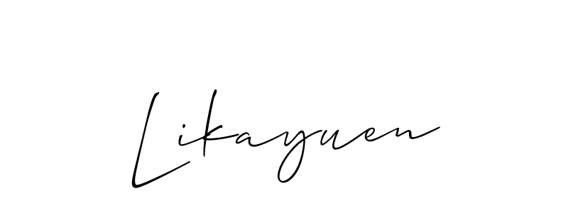 How to make Likayuen name signature. Use Allison_Script style for creating short signs online. This is the latest handwritten sign. Likayuen signature style 2 images and pictures png