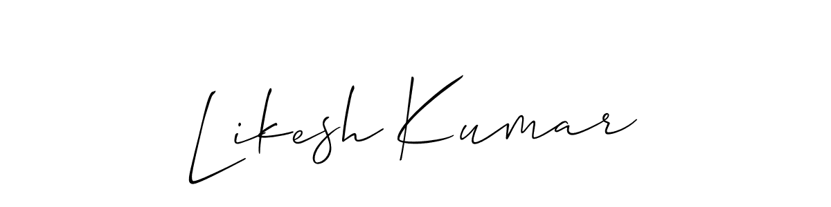 The best way (Allison_Script) to make a short signature is to pick only two or three words in your name. The name Likesh Kumar include a total of six letters. For converting this name. Likesh Kumar signature style 2 images and pictures png