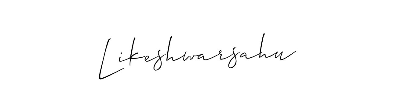 Also You can easily find your signature by using the search form. We will create Likeshwarsahu name handwritten signature images for you free of cost using Allison_Script sign style. Likeshwarsahu signature style 2 images and pictures png