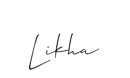 Use a signature maker to create a handwritten signature online. With this signature software, you can design (Allison_Script) your own signature for name Likha. Likha signature style 2 images and pictures png