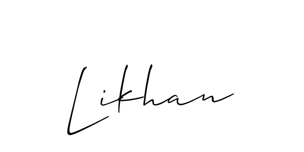 Design your own signature with our free online signature maker. With this signature software, you can create a handwritten (Allison_Script) signature for name Likhan. Likhan signature style 2 images and pictures png