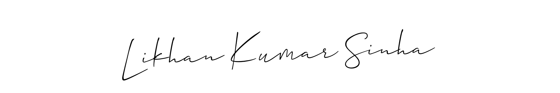 This is the best signature style for the Likhan Kumar Sinha name. Also you like these signature font (Allison_Script). Mix name signature. Likhan Kumar Sinha signature style 2 images and pictures png