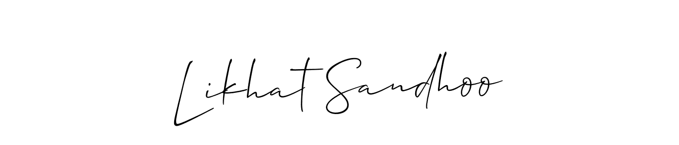 Use a signature maker to create a handwritten signature online. With this signature software, you can design (Allison_Script) your own signature for name Likhat Sandhoo. Likhat Sandhoo signature style 2 images and pictures png