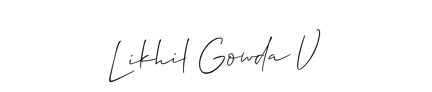 How to make Likhil Gowda V signature? Allison_Script is a professional autograph style. Create handwritten signature for Likhil Gowda V name. Likhil Gowda V signature style 2 images and pictures png