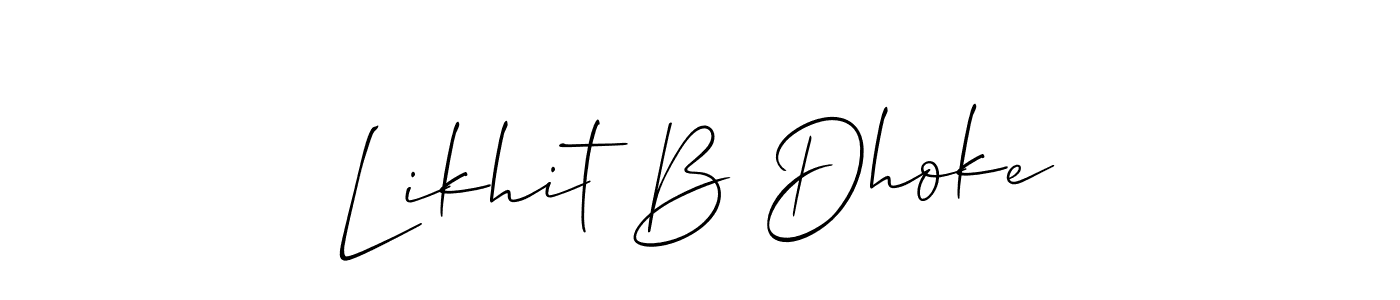 How to Draw Likhit B Dhoke signature style? Allison_Script is a latest design signature styles for name Likhit B Dhoke. Likhit B Dhoke signature style 2 images and pictures png