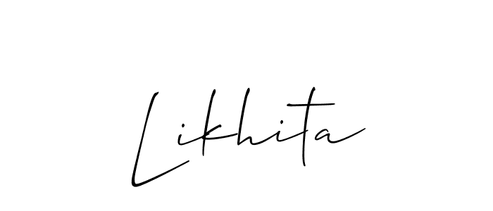 The best way (Allison_Script) to make a short signature is to pick only two or three words in your name. The name Likhita include a total of six letters. For converting this name. Likhita signature style 2 images and pictures png