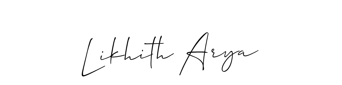 Make a beautiful signature design for name Likhith Arya. With this signature (Allison_Script) style, you can create a handwritten signature for free. Likhith Arya signature style 2 images and pictures png