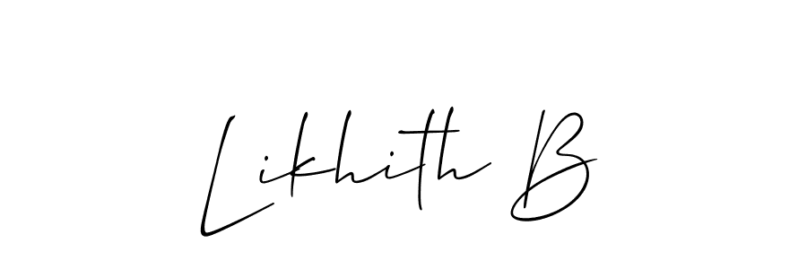 Similarly Allison_Script is the best handwritten signature design. Signature creator online .You can use it as an online autograph creator for name Likhith B. Likhith B signature style 2 images and pictures png