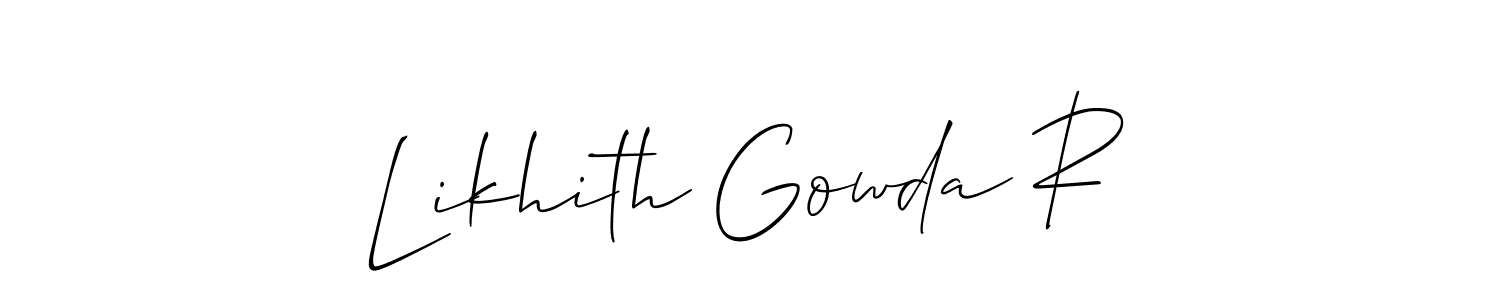 Also we have Likhith Gowda R name is the best signature style. Create professional handwritten signature collection using Allison_Script autograph style. Likhith Gowda R signature style 2 images and pictures png