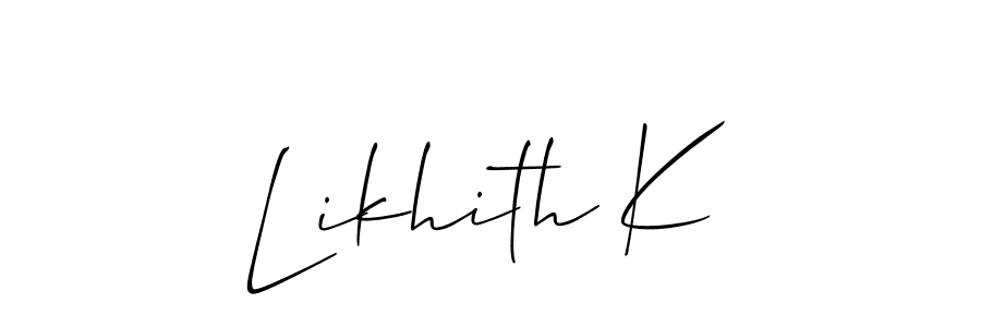 Make a beautiful signature design for name Likhith K. With this signature (Allison_Script) style, you can create a handwritten signature for free. Likhith K signature style 2 images and pictures png