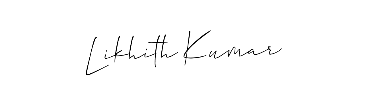 Also we have Likhith Kumar name is the best signature style. Create professional handwritten signature collection using Allison_Script autograph style. Likhith Kumar signature style 2 images and pictures png