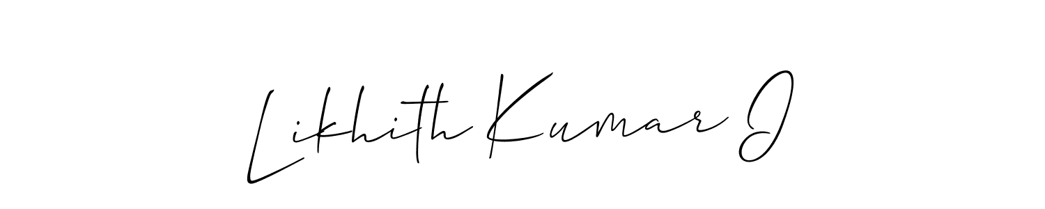 You can use this online signature creator to create a handwritten signature for the name Likhith Kumar I. This is the best online autograph maker. Likhith Kumar I signature style 2 images and pictures png